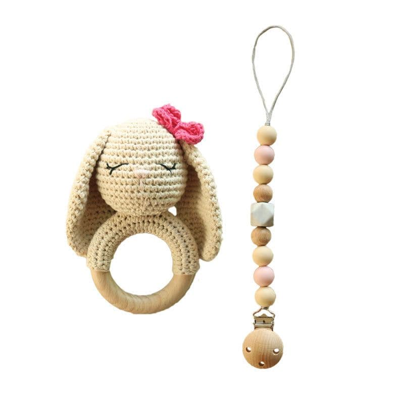 image-DIY Baby Handmade Wool Crochet Rabbit Rattle Toy