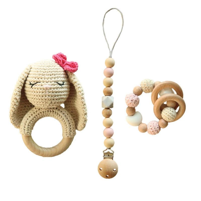 image-DIY Baby Handmade Wool Crochet Rabbit Rattle Toy