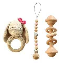 image-DIY Baby Handmade Wool Crochet Rabbit Rattle Toy