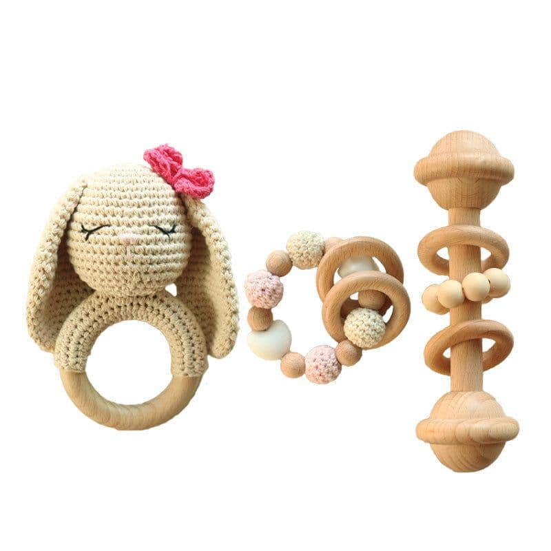 image-DIY Baby Handmade Wool Crochet Rabbit Rattle Toy