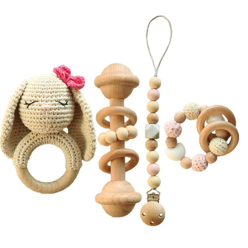 image-DIY Baby Handmade Wool Crochet Rabbit Rattle Toy