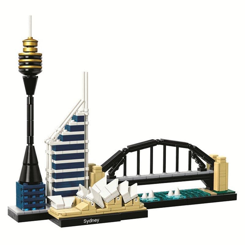 image-Architecture Paris Dubai London Sydney Chicago Shanghai Building Blocks Kit Bricks Classic City Model Kid Toys For Children Gift
