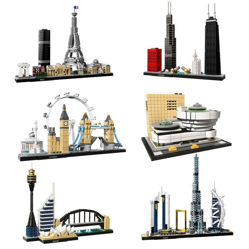 image-Architecture Paris Dubai London Sydney Chicago Shanghai Building Blocks Kit Bricks Classic City Model Kid Toys For Children Gift