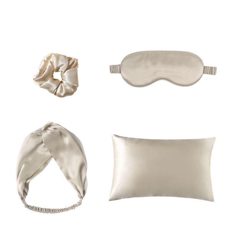 image-Double-sided Silk Eye Mask Pillowcase Hair Tie Four-piece Set