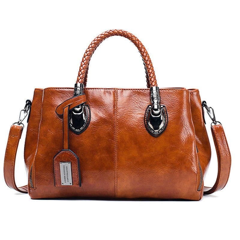 image-Vintage Oil Wax leather luxury handbags Women Bags
