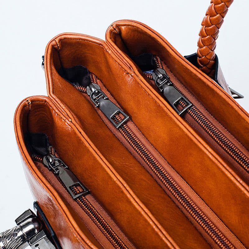 image-Vintage Oil Wax leather luxury handbags Women Bags