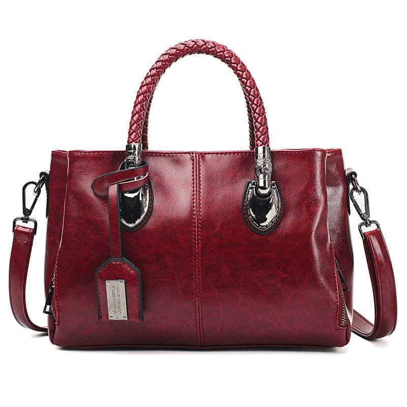 image-Vintage Oil Wax leather luxury handbags Women Bags