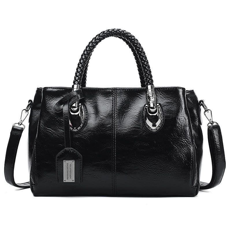 image-Vintage Oil Wax leather luxury handbags Women Bags