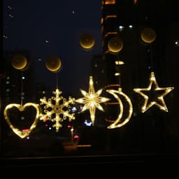 image-Star String Lights LED Christmas Curtain Lights Indoor Bedroom Home Party Decoration Snowman Christmas Tree Holiday Lights