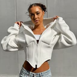image-Zipper Hoodie Cardigan Y2K Ins Fashion Street Long Sleeve Corset Jacket Women Clothing