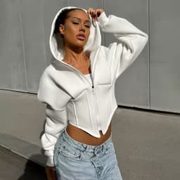 image-Zipper Hoodie Cardigan Y2K Ins Fashion Street Long Sleeve Corset Jacket Women Clothing