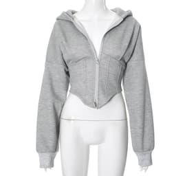 image-Zipper Hoodie Cardigan Y2K Ins Fashion Street Long Sleeve Corset Jacket Women Clothing