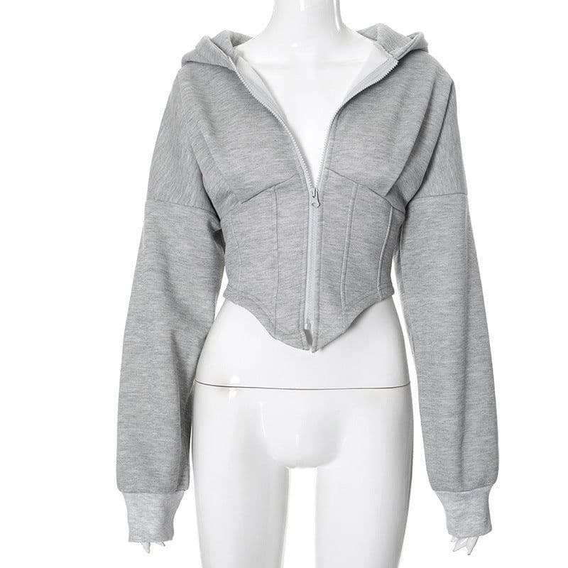 image-Zipper Hoodie Cardigan Y2K Ins Fashion Street Long Sleeve Corset Jacket Women Clothing