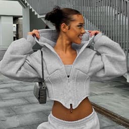 image-Zipper Hoodie Cardigan Y2K Ins Fashion Street Long Sleeve Corset Jacket Women Clothing