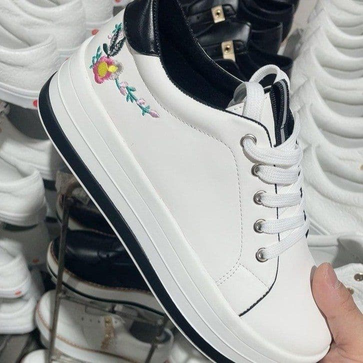 image-Flowers Embroidery Sneakers For Women Platform Shoes