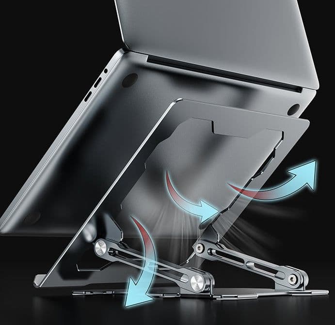 image-Adjustable Laptop Stand Portable Computer Stand Aluminum Alloy Laptop Riser Compatible Laptop Stand Holder