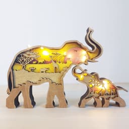 image-Christmas Decoration Wooden Animal Carving Handcraft Gift Wall Hanging Sculpture 3D Bear Deer Elk Art Decor New Year Ornaments