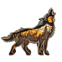 image-Christmas Decoration Wooden Animal Carving Handcraft Gift Wall Hanging Sculpture 3D Bear Deer Elk Art Decor New Year Ornaments