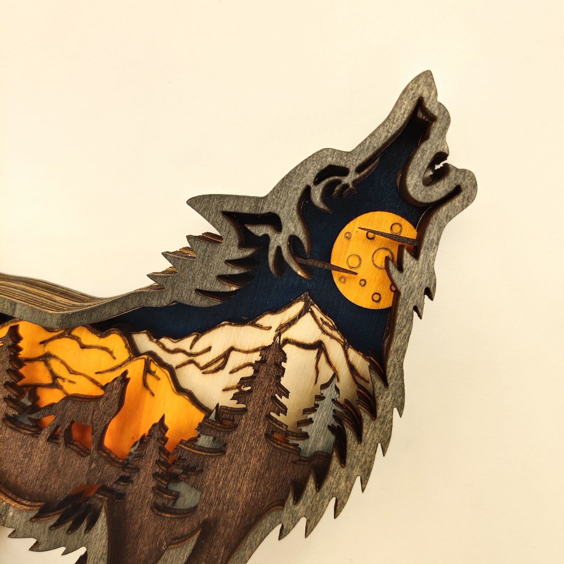 image-Christmas Decoration Wooden Animal Carving Handcraft Gift Wall Hanging Sculpture 3D Bear Deer Elk Art Decor New Year Ornaments