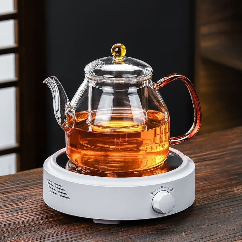 image-Glass Tea Steaming Pot Household High Temperature Resistant Thickened Steam Tea Kettle Electric Ceramic Stove Tea Cooker