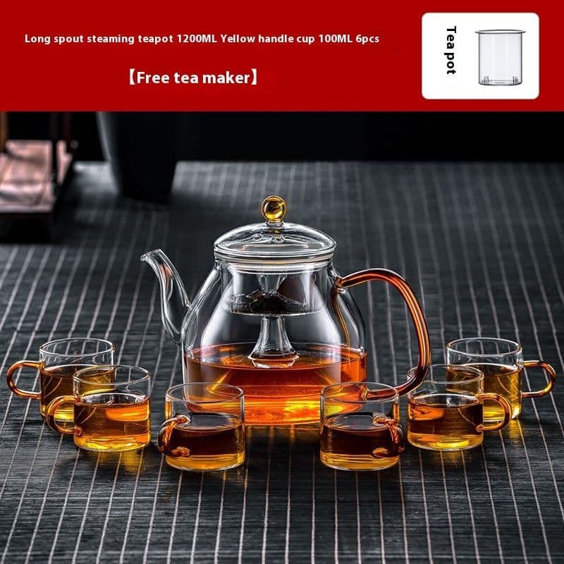 image-Glass Tea Steaming Pot Household High Temperature Resistant Thickened Steam Tea Kettle Electric Ceramic Stove Tea Cooker