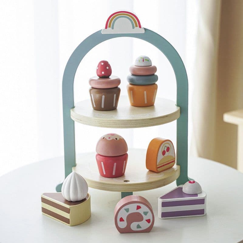 image-Wooden Children's Kitchen Toy Imitation Coffee Maker Playhouse Set