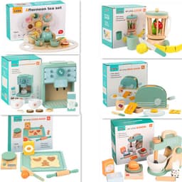 image-Wooden Children's Kitchen Toy Imitation Coffee Maker Playhouse Set
