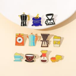image-Brooch Coffee Maker Coffee Cup Commemorative Badge Gift Metal