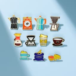 image-Brooch Coffee Maker Coffee Cup Commemorative Badge Gift Metal