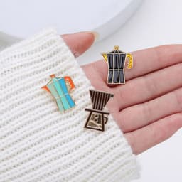 image-Brooch Coffee Maker Coffee Cup Commemorative Badge Gift Metal
