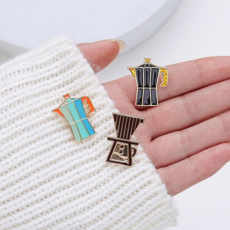 image-Brooch Coffee Maker Coffee Cup Commemorative Badge Gift Metal