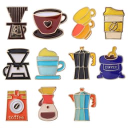 image-Brooch Coffee Maker Coffee Cup Commemorative Badge Gift Metal
