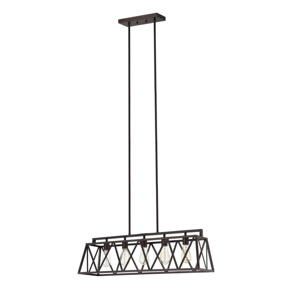 image-CHLOE Lighting IRONCLAD Industrial 5 Light Oil Rubbed Bronze Island Pendant Ceiling Fixture 35" Wide