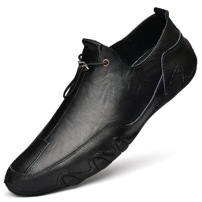 image-Men's Leather Casual Shoes - Black Size 47