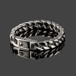 image-Retro Men's Titanium Steel Bracelets - Geometric Style, Steel Color, 19.5cm