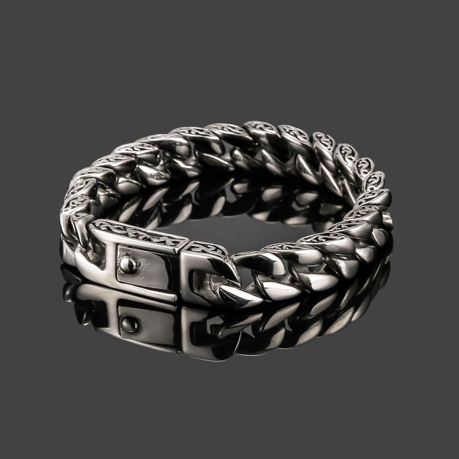 image-Retro Men's Titanium Steel Bracelets - Geometric Style, Steel Color, 19.5cm