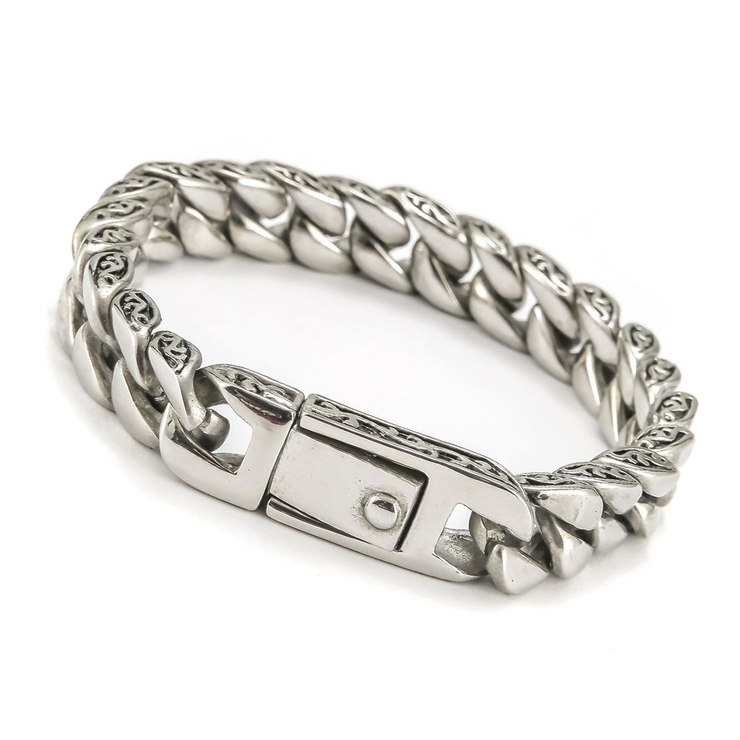 image-Retro Men's Titanium Steel Bracelets - Geometric Style, Steel Color, 19.5cm