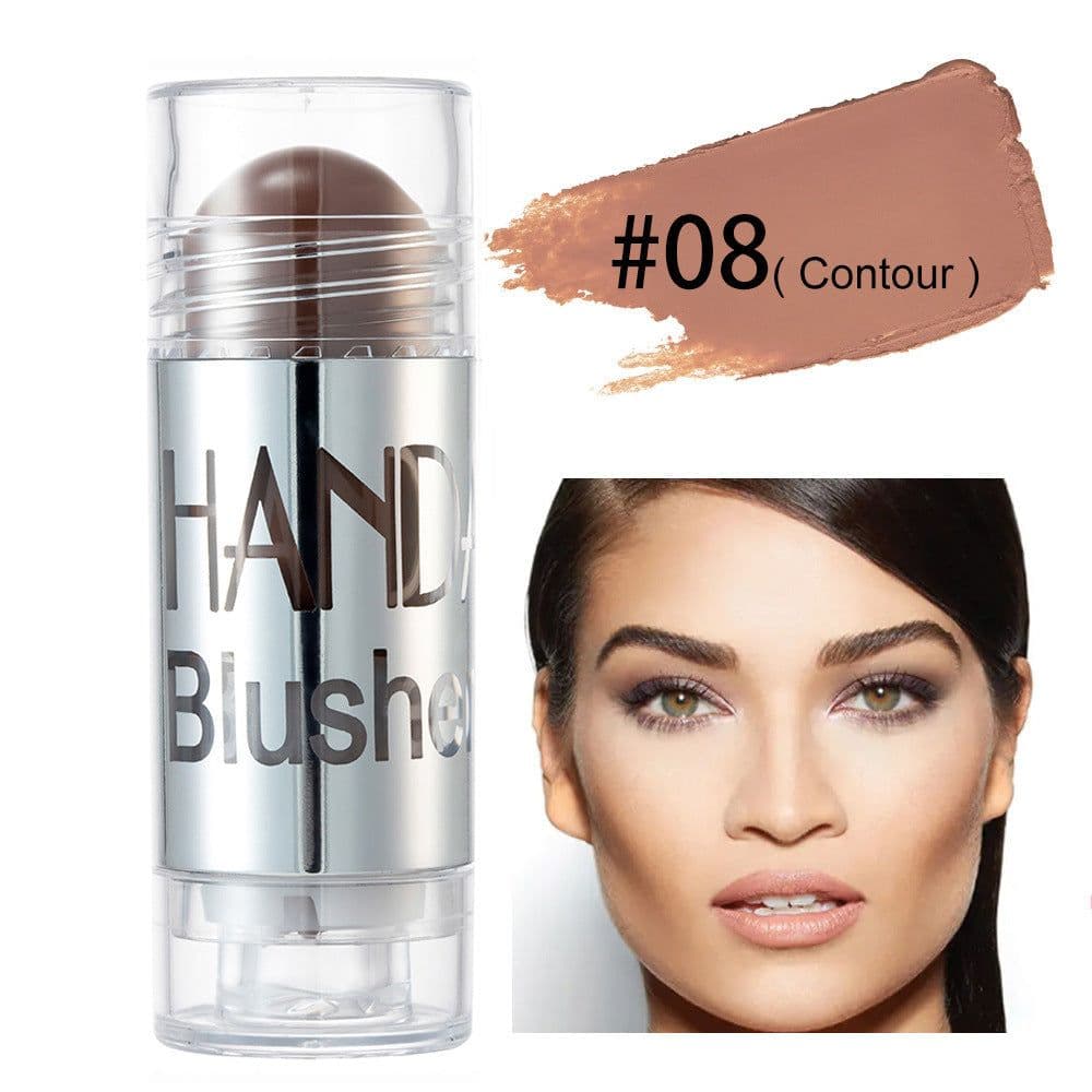 image-Cheek Blusher Shimmer Blush Stick Face Makeup Highlighter Bronzer Contour Cream Long-lasting Facial Make Up Cosmetics