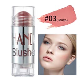 image-Cheek Blusher Shimmer Blush Stick Face Makeup Highlighter Bronzer Contour Cream Long-lasting Facial Make Up Cosmetics