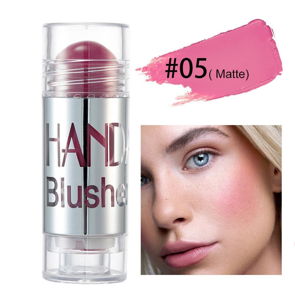 image-Cheek Blusher Shimmer Blush Stick Face Makeup Highlighter Bronzer Contour Cream Long-lasting Facial Make Up Cosmetics