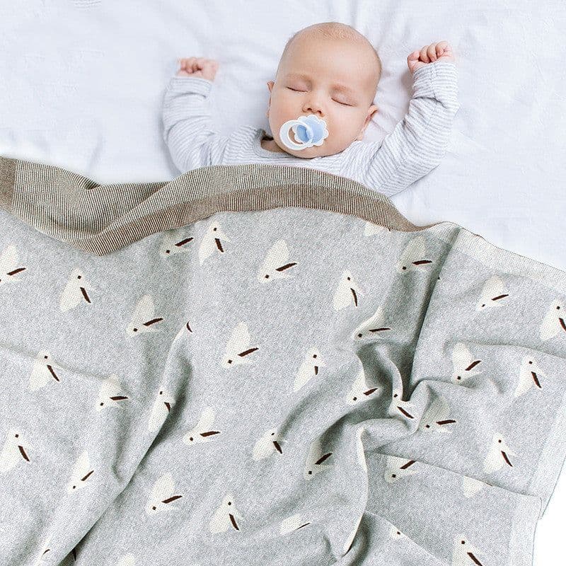 image-Baby Blanket Knitted Bunny Hug Blanket Baby Windproof Cover