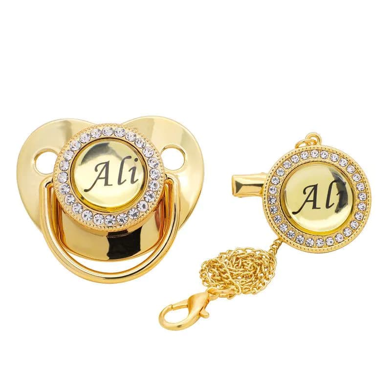 image-Name Initial Letters Silicone Newborn Kids Baby Orthodontic Dummy Pacifier Teat Nipple Soother Baby Pacifier Holder