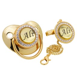 image-Name Initial Letters Silicone Newborn Kids Baby Orthodontic Dummy Pacifier Teat Nipple Soother Baby Pacifier Holder