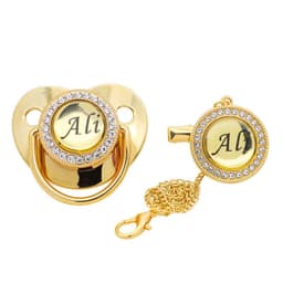 image-Name Initial Letters Silicone Newborn Kids Baby Orthodontic Dummy Pacifier Teat Nipple Soother Baby Pacifier Holder