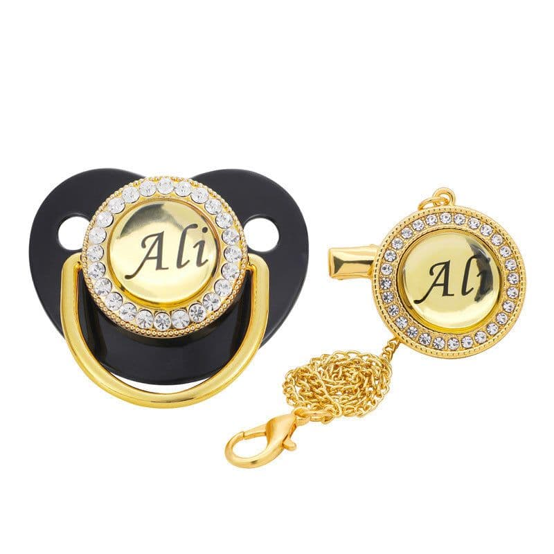 image-Name Initial Letters Silicone Newborn Kids Baby Orthodontic Dummy Pacifier Teat Nipple Soother Baby Pacifier Holder