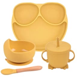 image-Silicone Suction Cup Dinner Plate Baby And Children's Divided Plate Set