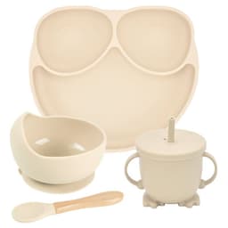 image-Silicone Suction Cup Dinner Plate Baby And Children's Divided Plate Set