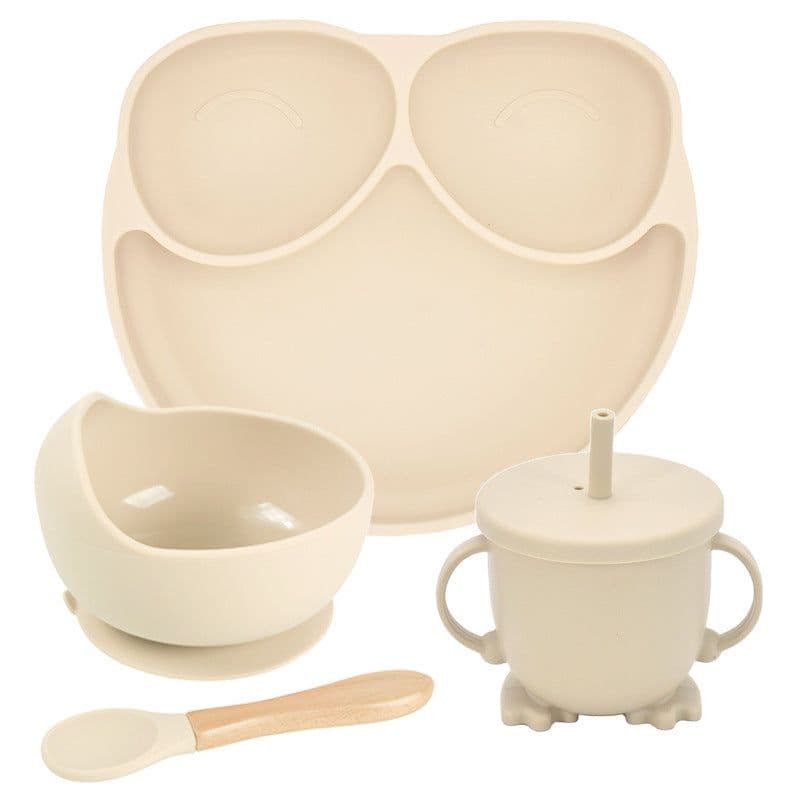 image-Silicone Suction Cup Dinner Plate Baby And Children's Divided Plate Set