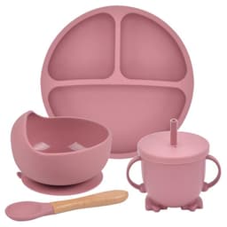 image-Silicone Suction Cup Dinner Plate Baby And Children's Divided Plate Set