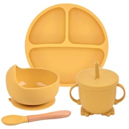 image-Silicone Suction Cup Dinner Plate Baby And Children's Divided Plate Set